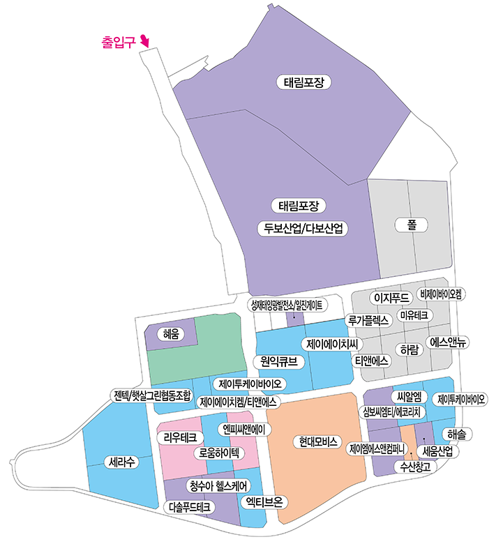 오창제3산업단지 업체 배치도